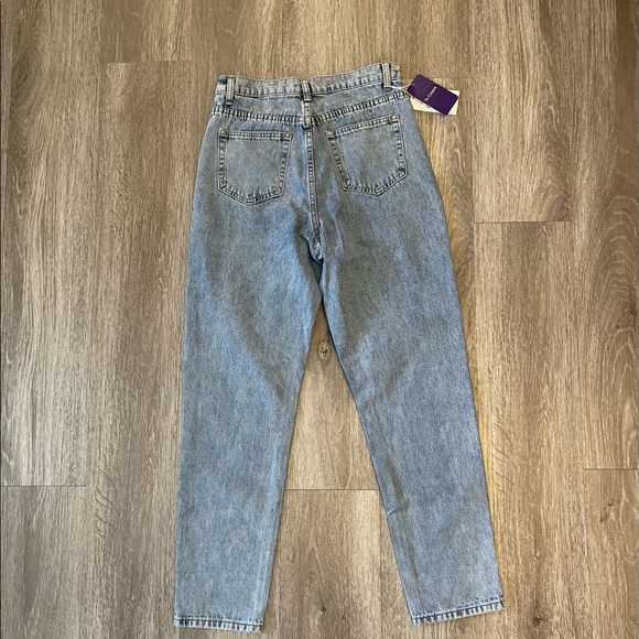 Th Creasa Blue Denim High Waisted Distressed Straight Leg Mom Jeans - Picture 6 of 9